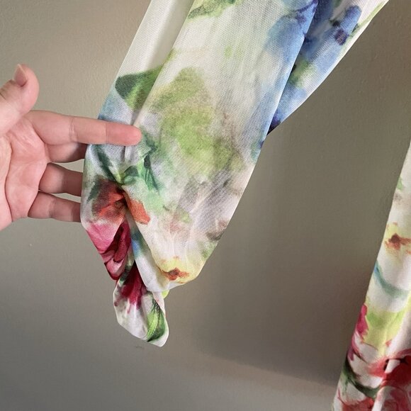 Susan Graver Women XL Bloom Floral Sheer Longline Open Front Mesh Cardigan - Picture 4 of 10